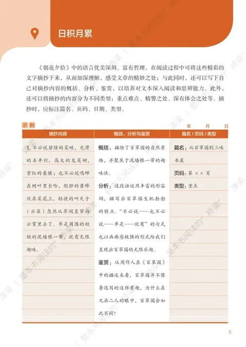 《阅读笔记与综合实践指南》：积累与鉴赏